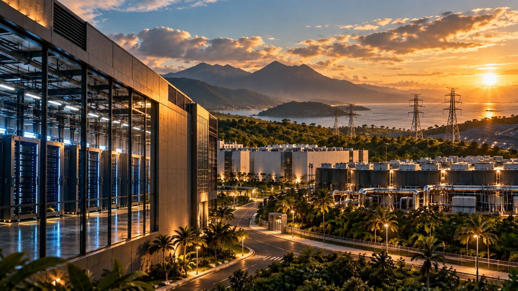 A physical compute environment — servers, cooling and power integration inside a modern data center.